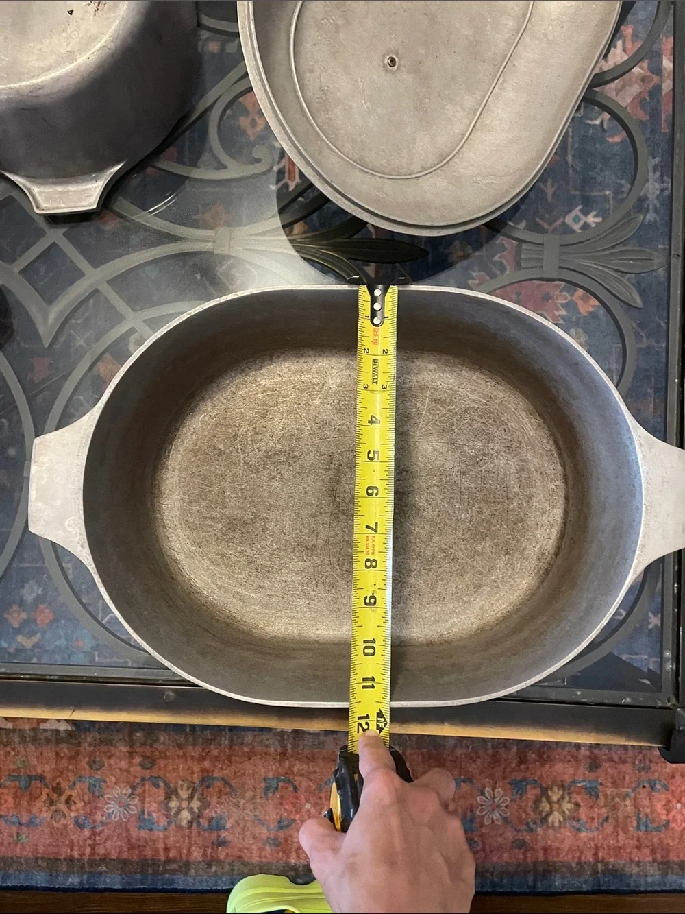 Vintage Cast Aluminum Oval Roaster + Lid — Unique Engraved “Forever” Emblem